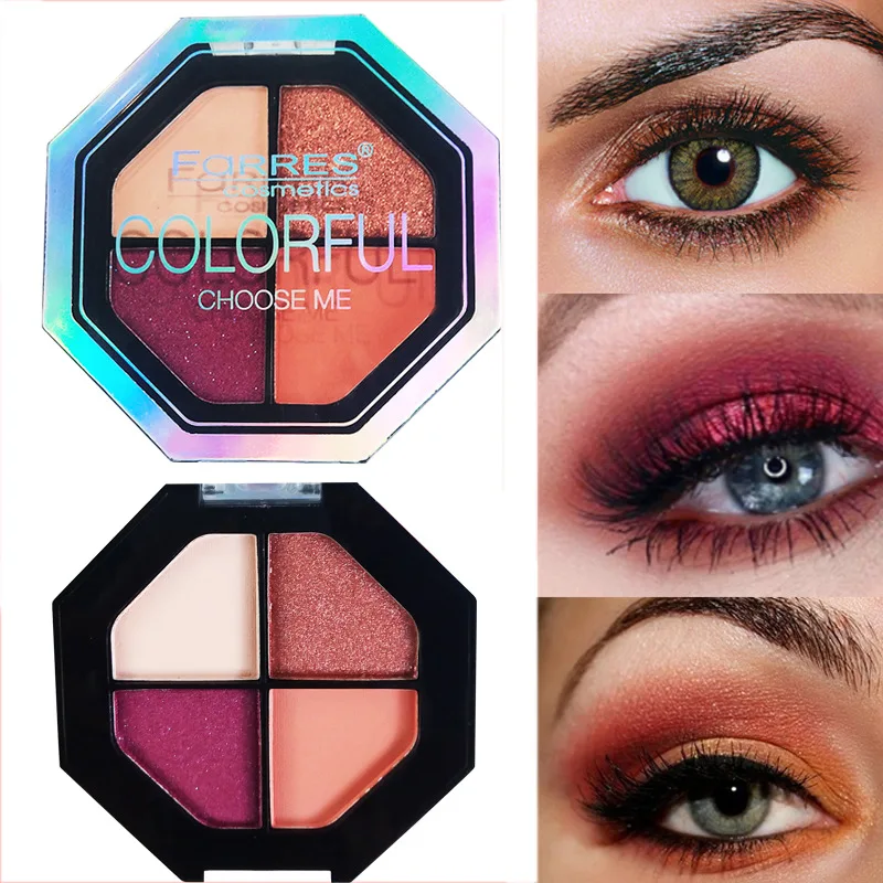 Farres matte eyeshadow palette 4 colors wine red rose purple blue grey pigment long lasting waterproof shimmer AM154 |