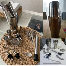 Шейкер премиум-класса набор барной посуды-13 шт. В комплект входят шейкер, стойка, ложка, pourer, солома и лед tong шейкер для коктейлей