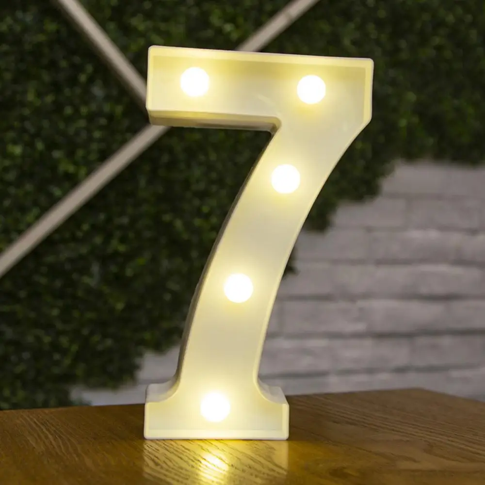Number 7 Креативный Теплый Белый Алфавит 26 букв светодиодный Знаковый знак номер свет Настенные светильники вверх ночник лампа Свадьба события Декор - Color: Number 7