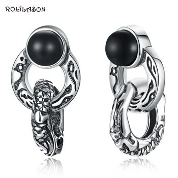 

925 sterling silver created black zircon vintage earrings for girl earring pure silver jewelry SE13