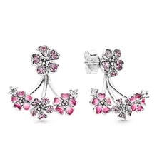 Оригинальные 925 пробы серебряные серьги Pan Peach Blossom Цветы Серьги для женщин свадебный подарок хорошее ювелирное изделие