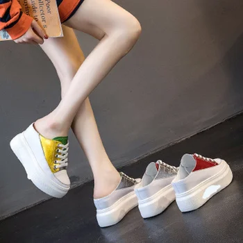 

Baotou half slippers 2020 spring and summer new outer wear thick bottom inner increase lazy sandals small white muffin shoes