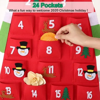 

Felt Christmas Advent Calendar with Pockets Wall Hanging Santa Felt Advent Calendar 24 Days Countdown Calendar for Home Decor