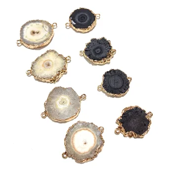 

2019 New Natural Stone Pendants Charms Connectors for Jewelry Making Supplies Necklace Connectors Size 40x28mm