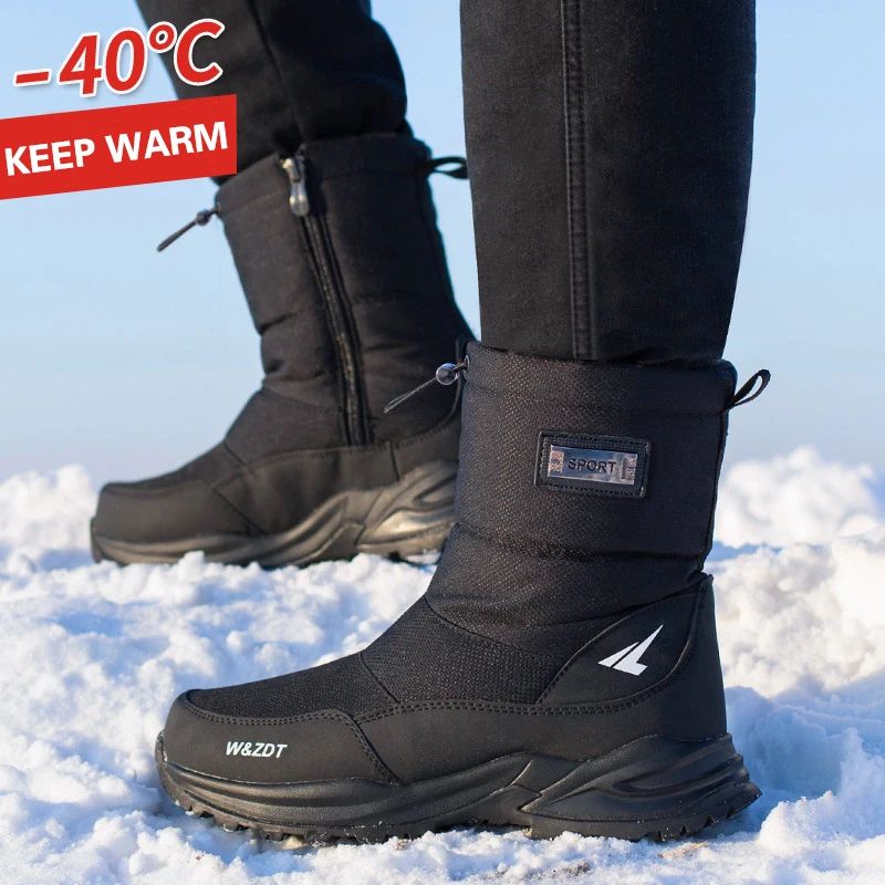 Winter Men's Boots New Winter Shoes Men Snow Boots Waterproof Non-slip Thick Fur Boot For -40 Degrees Platform