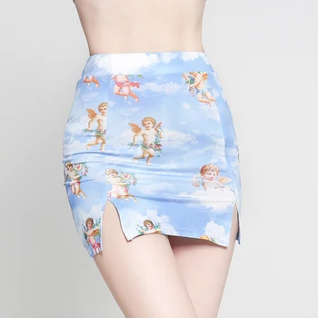 

Women Skirts Summer Print Flowers Pencil Skirt Casual Skirts above Knee-Length,Mini Plus Size Faldas Mujer Moda Jupe Femme