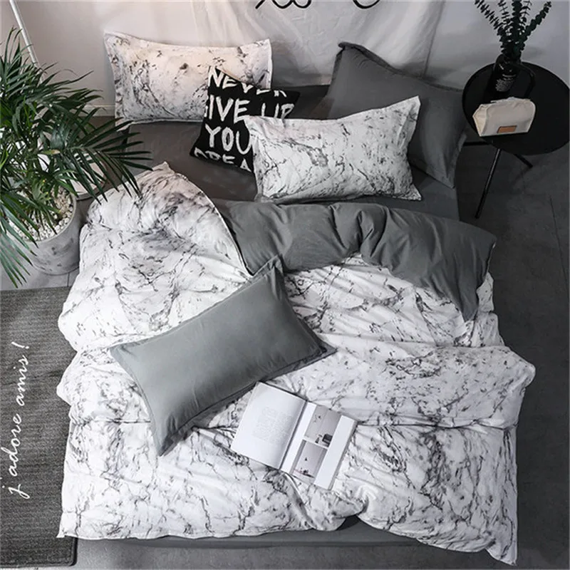 Denisroom New Arrival Classical Double sided Bed Linings Concise Style Bedding Set Quilt Cover Pillowcase Cover