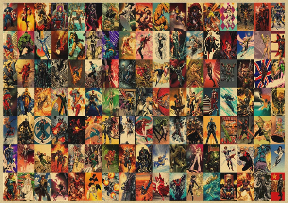 Marvel DC Comics супергерои, Бэтмен, Джокер, Мстители, Супермен, настенный художественный плакат - Цвет: Серебристый