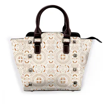 

NOISYDESIGNS New Fashion Women Mandala Sandstone Design Leather Rivet Zipper Handbag Satchel Bags Shoulder Bag Custom