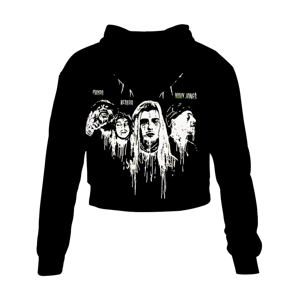 Ghostemane Женская Сексуальная укороченная Толстовка Harajuku зима готический рок Хип Хоп Толстовки Кофты с 3D принтом Лидер продаж Повседневная Vogue