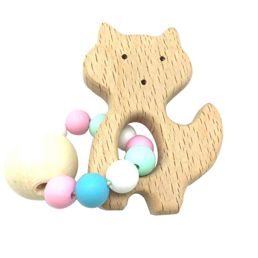 Animal Shaped with Wood Beads Teether Wooden Baby Bracelet for Baby Infant Kids Accessories Toys - Цвет: 12