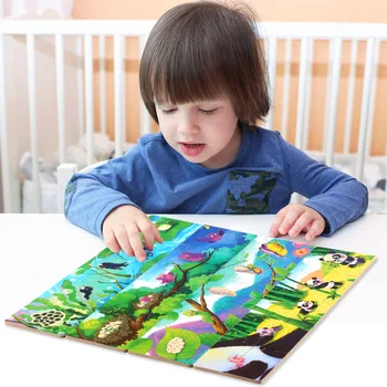 

Frog Owl Butterfly Panda Growth Puzzle Toys Wooden 3-6 Years Old Children's Early Childhood Toy Cognitive Toys