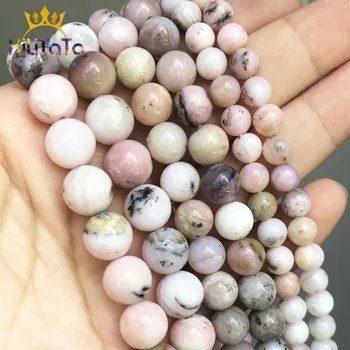 

Natural Stone Beads Round Pink Opal Loose Spacer Beads For Jewelry Making DIY Bracelet Earrings Accessories 15'' 6/8/10/12mm