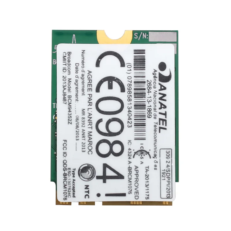 Беспроводной AC1200 Broadcom BCM94352Z DW1560 867 Мбит/с BT 4,0 802.11ac NGFF M.2 Wi-Fi WLAN карта для ноутбука окно Mac Hackintosh OS