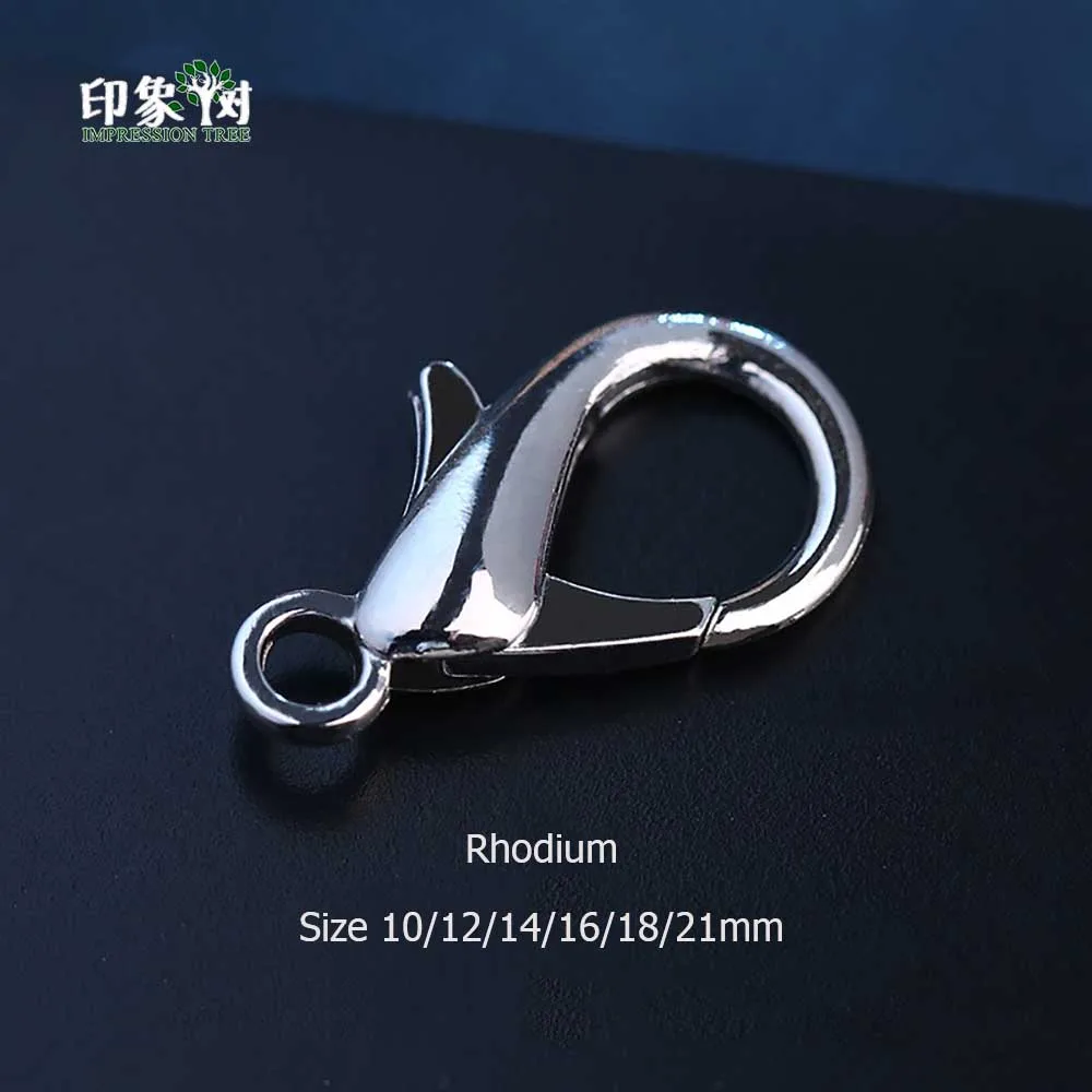 Rhodium 1Pcs 1 шт. 10/12/14/16 мм цинковый сплав Застежками Омаров коготь, крючки, станок и мульти Цвет покрытием никель привести Cad Бесплатные DIY Изготовление, поиск ювелирных изделий 301 - Цвет: Rhodium 1Pcs