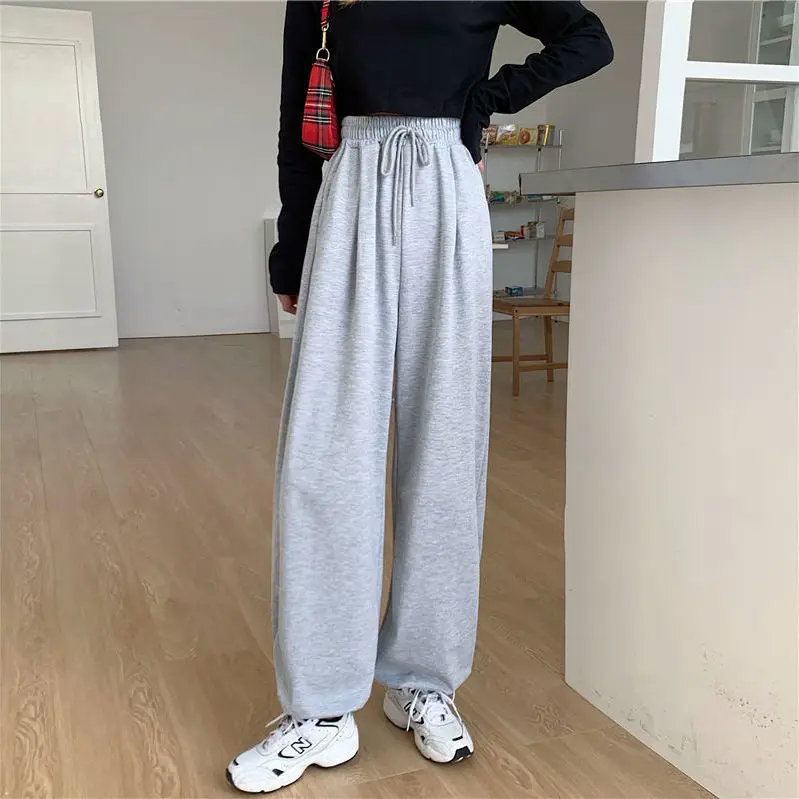 Jogging Streetwear Women 2020 New Baggy Pants Women Fashion Gray Cotton Sports Pants High Waisted Black Trousers Plus Size