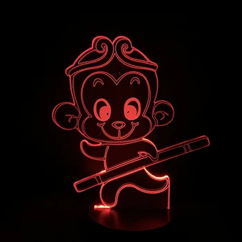 

Led Night Light Q-version Monkey King Sun Wukong The Journey To The West Golden Cudgel 3d Illusion Bedside Decorative 3d Lamp