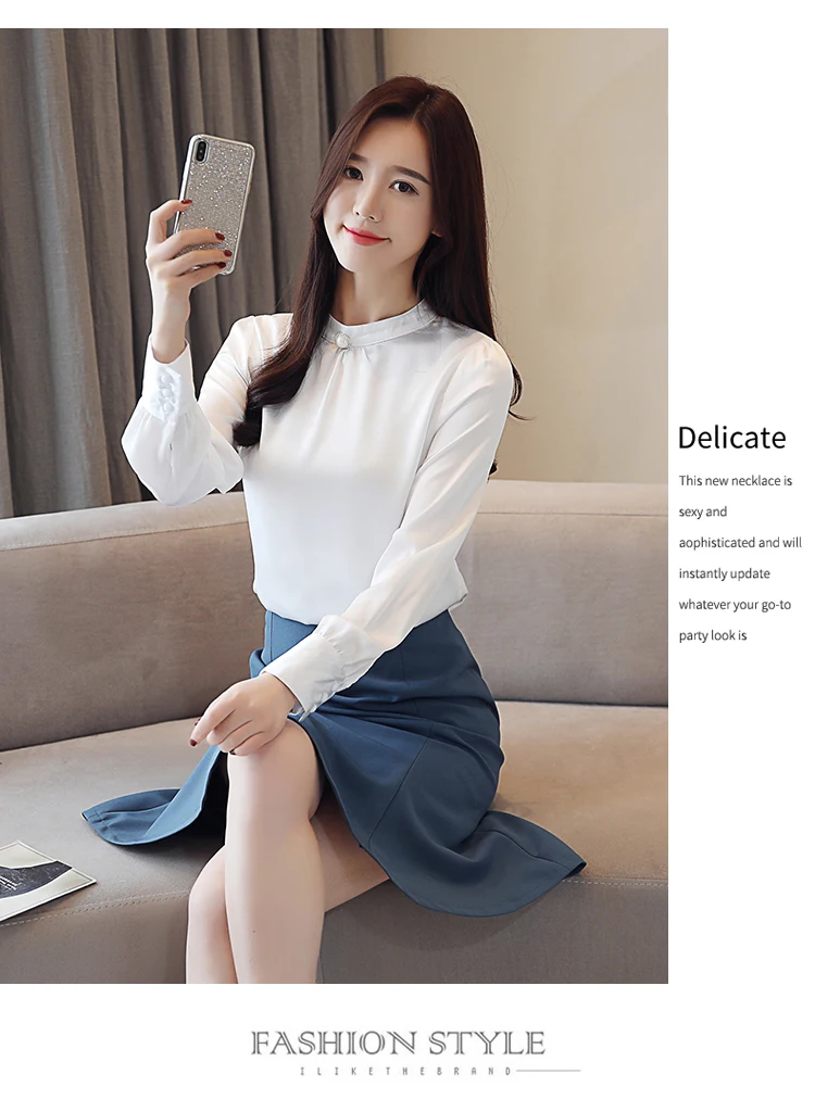 Blusas mujer de moda ladies tops chiffon blouse shirts for women tops Button Solid Butterfly Sleeve plus size tops 6798 50