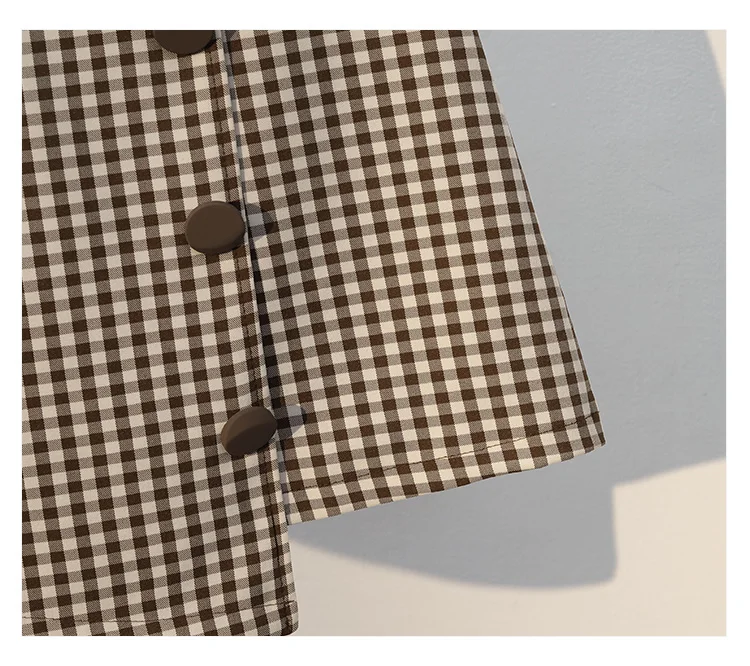Trytree/осенний женский топ, комплект из трех предметов, с бантиком расклешенный рукав топы с карманами+ юбка, мини-кнопка, офисный женский клетчатый костюм, комплект из 3 предметов
