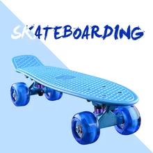 22inch Cruiser Skateboard Mini Longboard Fish Board Children Scooter Retro Long Board 4-Wheel Skate Board With Led Flash Wheels