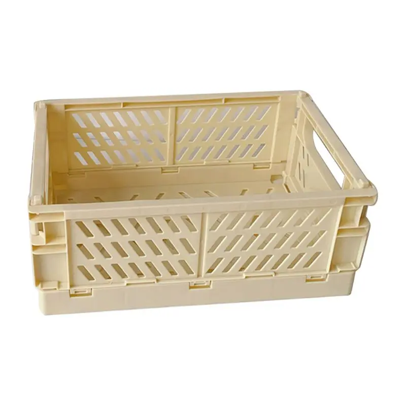 Collapsible Crate Plastic Folding Storage Box Basket Utility Cosmetic Container Desktop Holder Home Use