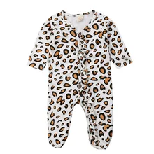 Модная одежда с леопардовым принтом для новорожденных мальчиков и девочек, комбинезон, спортивный костюм, хлопковый комбинезон с длинными рукавами