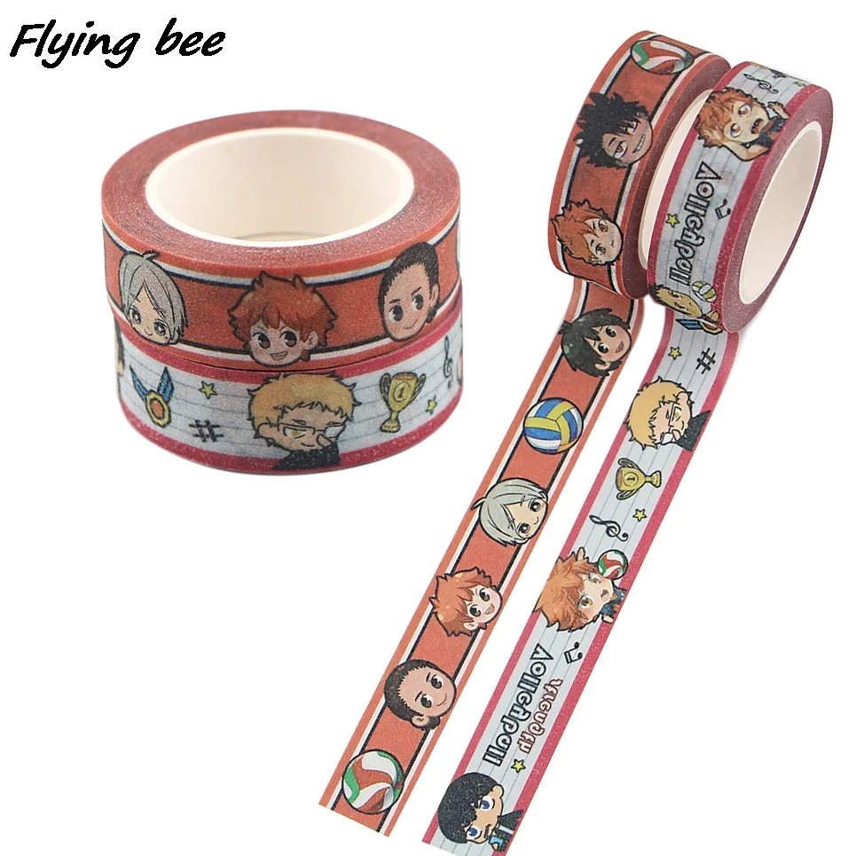 Flyingbee 15mmX5m аниме-волейбол для мальчиков мультфильм креативная матовая лента