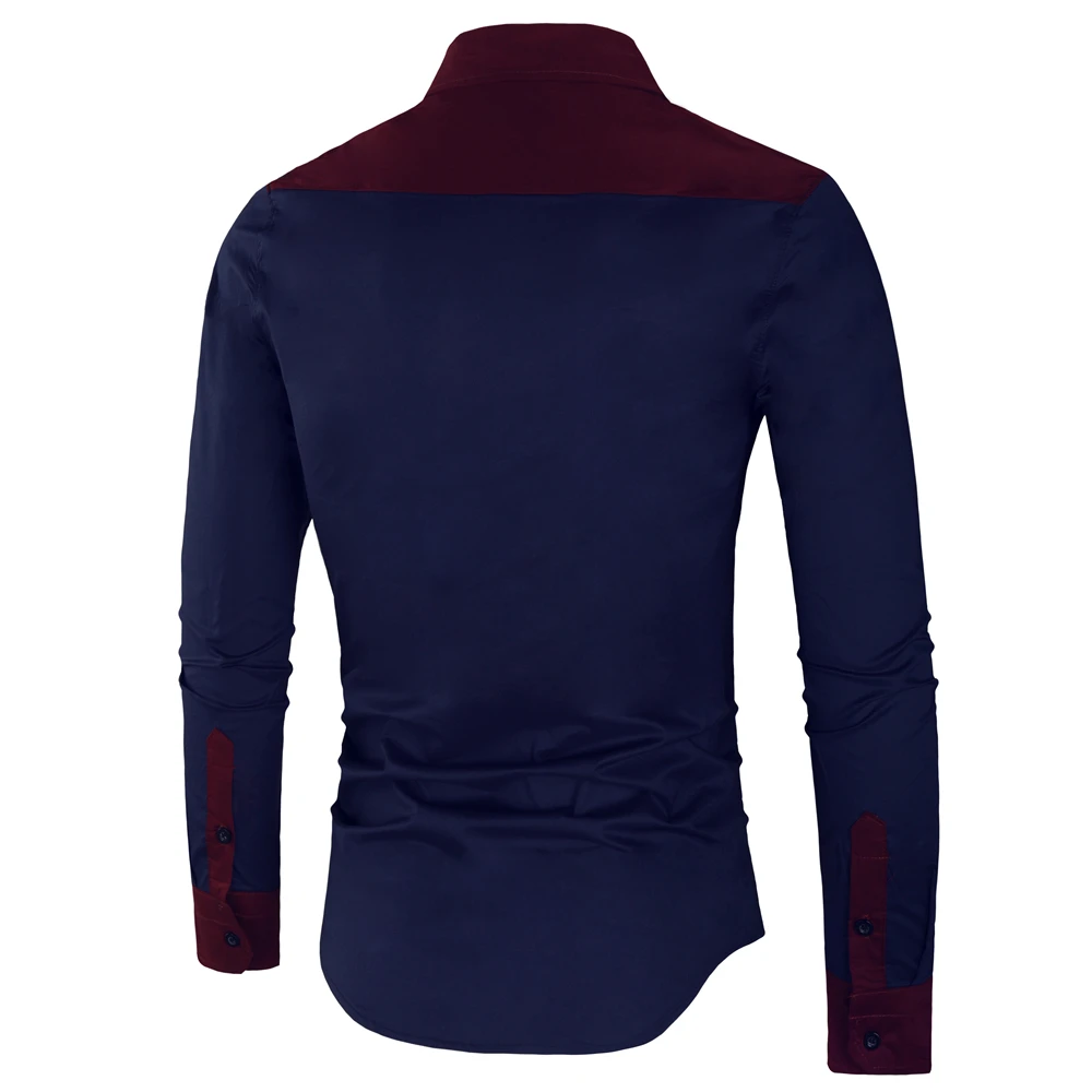 Мужские рубашки, модные хлопковые рубашки с длинным рукавом, Camisa Masculina Slim Fit Camisa, Повседневная белая рубашка в стиле пэчворк для мужчин