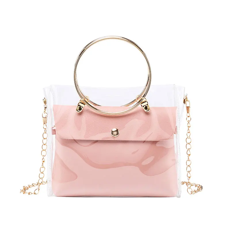 Прозрачная сумка из прозрачного ПВХ Маленькая женская на плечо через с цепочкой 2