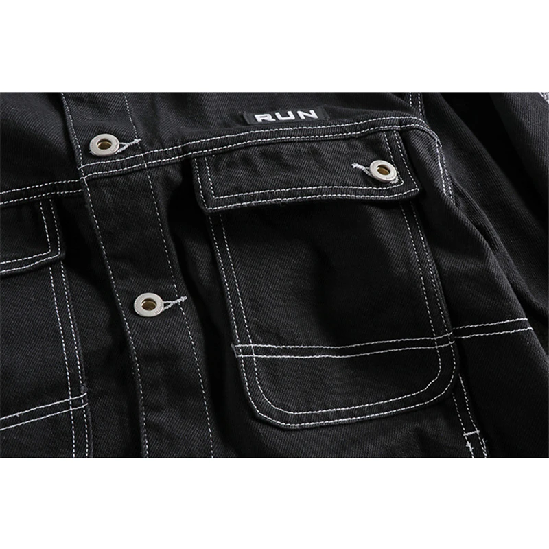 Japanese Harajuku Black Contrast Stitch 