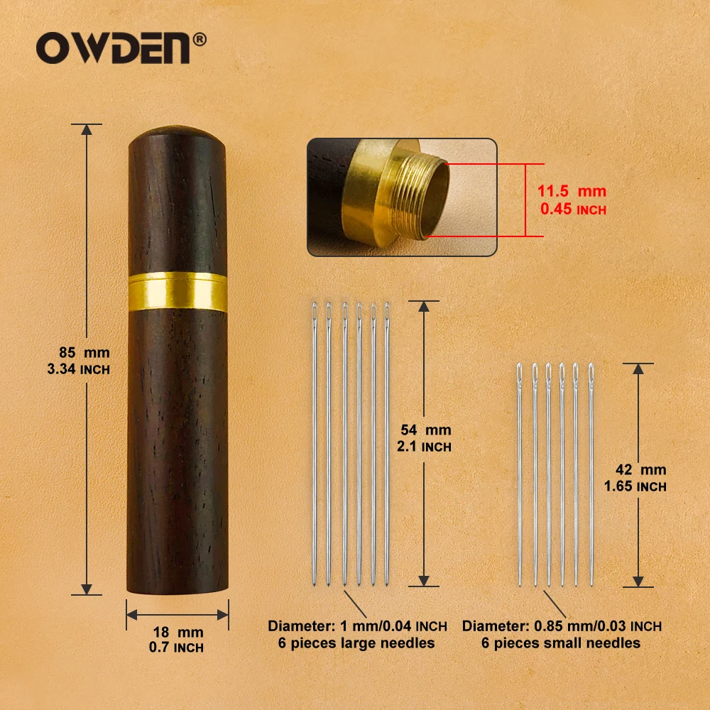 OWDEN 12 Pcs 바느질 바늘 가죽 뜨개질 핀 1Pc 스토리지 컨테이너 상자 가죽공예 바늘
