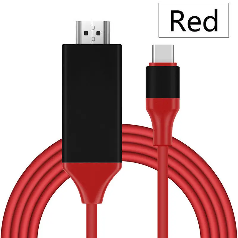2 м HD type C USB телефон к ТВ HD ТВ проектор видео адаптер, hdmi-кабель для Samsung Galaxy S8 S9 S10 Note 8 Note9 Note10 LG Macboo - Цвет: Красный