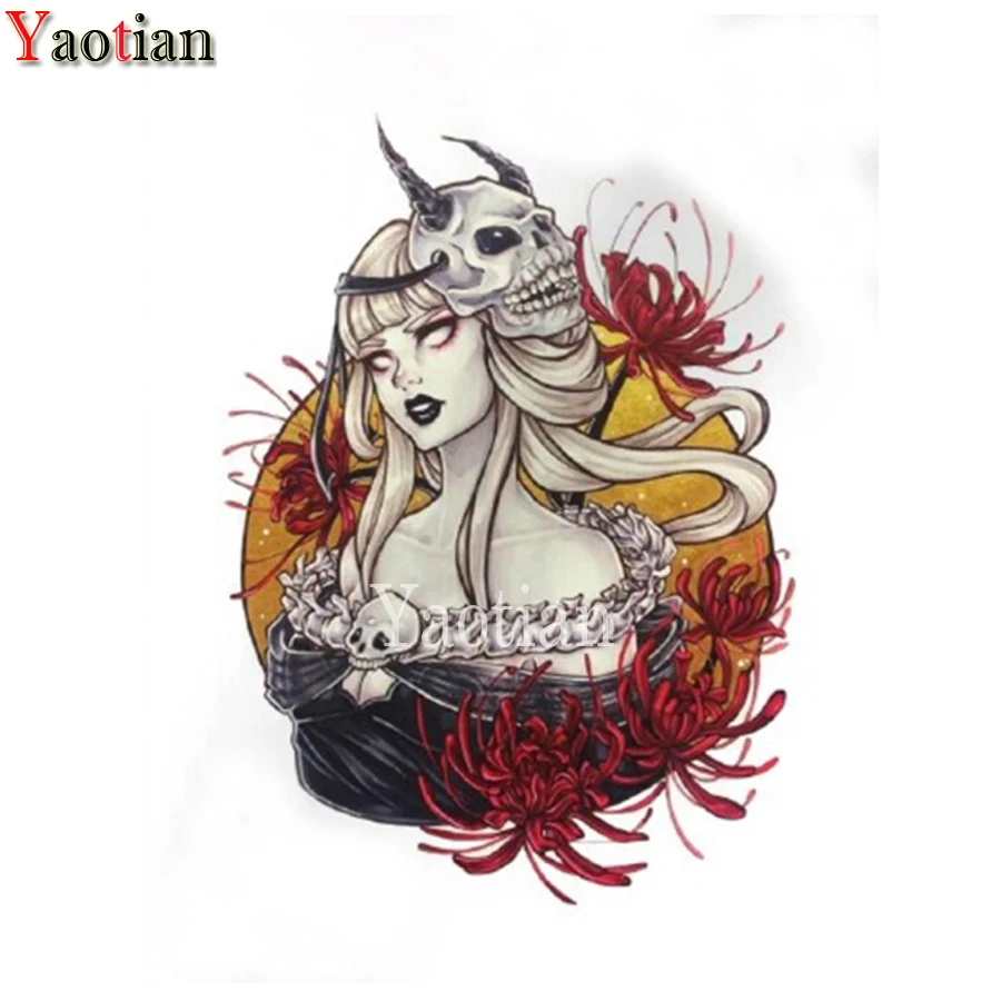 full drill square Crystal Painting Diamond Embroidery girl skull halloween art Full round 5d Diy diamond painting Mosaic Kits | Дом и сад