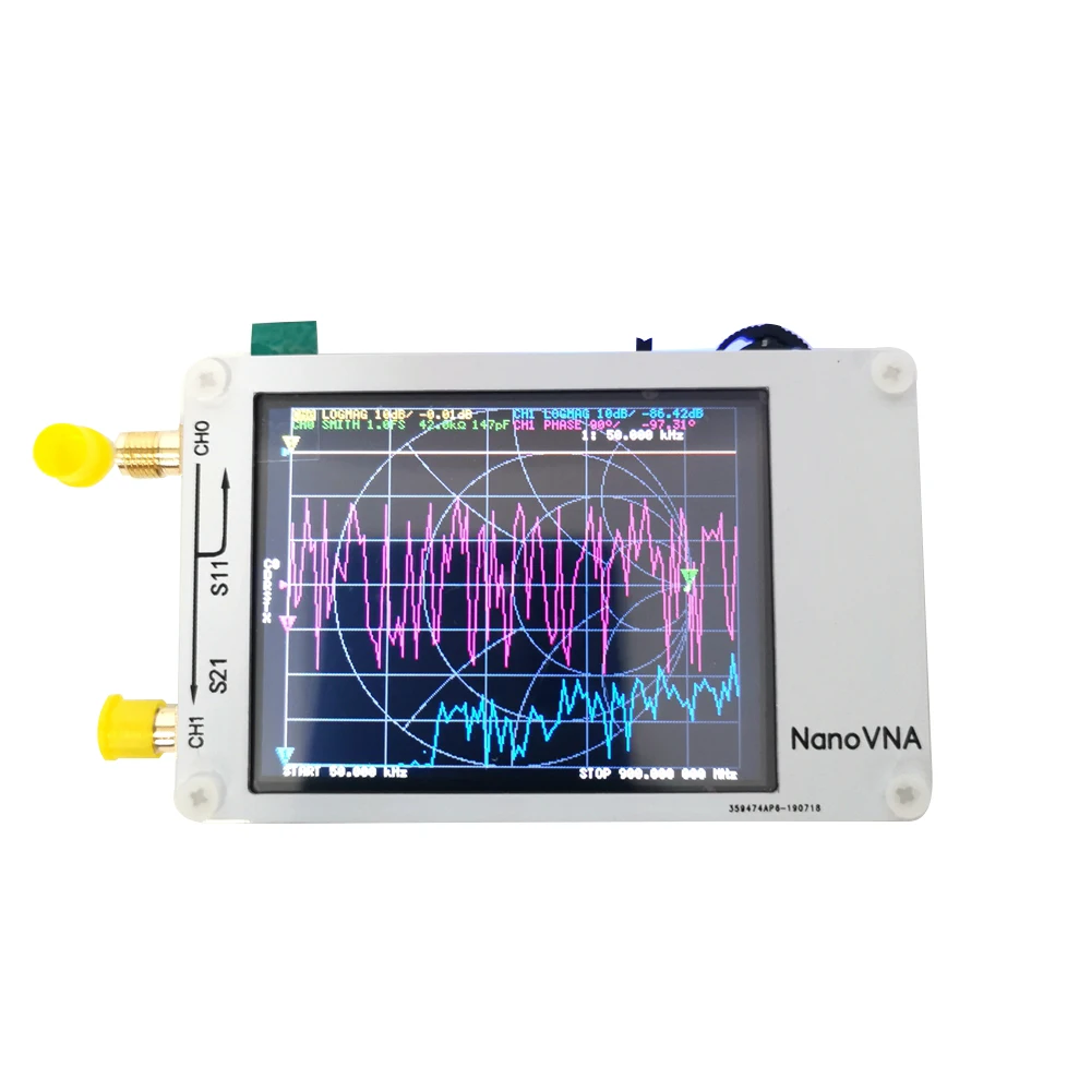 С батареей NanoVNA векторный сетевой анализатор цифровой сенсорный экран коротковолновой MF HF VHF UHF антенный анализатор стоящая волна