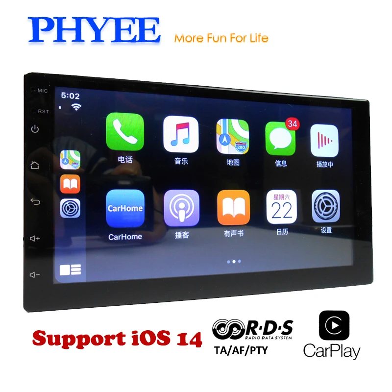 2 Din Carplay радио Зеркало Ссылка Bluetooth 7 &quotсенсорный экран Экран HD MP5 видео плеер USB Aux