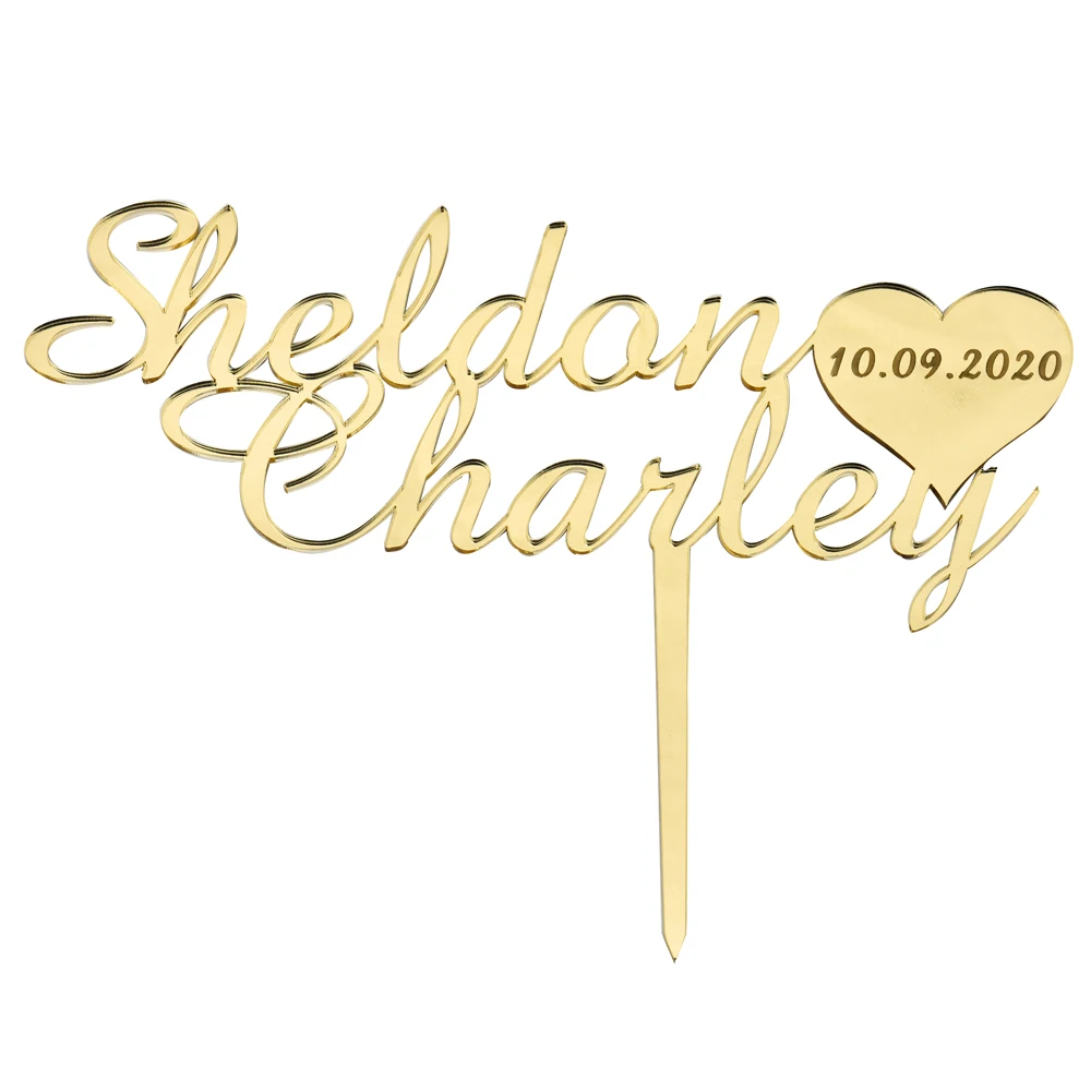 Персонализированный Топпер для свадебного торта с гравировкой акриловый