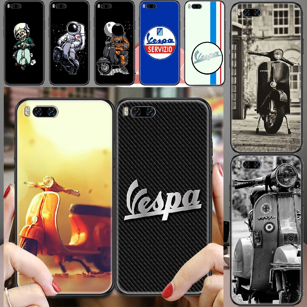 

vespa Scooter Motorcycle astronaut Phone case For Xiaomi Mi Max Note 3 A2 A3 8 9 9T 10 Lite Pro Ultra black art prime painting