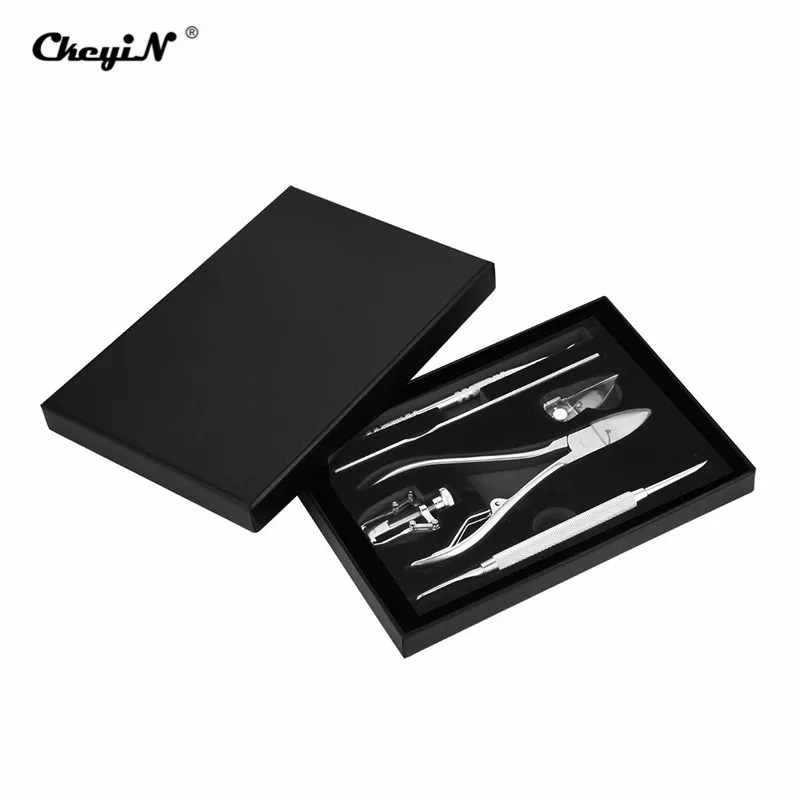 

6Pcs Stainless Steel Nail Clipper Pedicure Kit Manicure Ingrown Toe Corrector Fixer Recover Nail Hook Foot Care Tool with Box