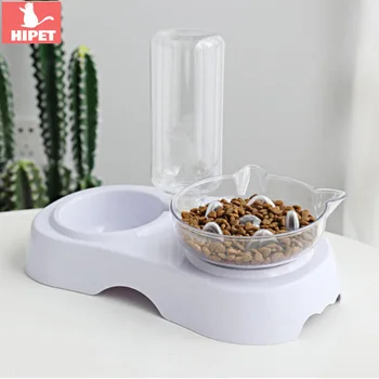 

Automatic Pet Cat Water Food Bowl Dog Drinking Bottle transparent Sloping Slope Design Protect Spine Dog Cat Slow Feeder