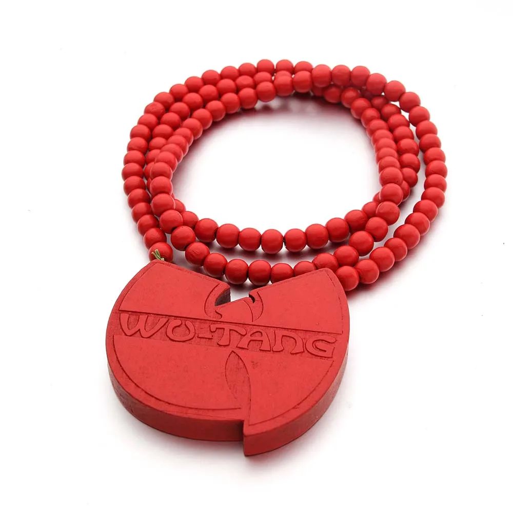 Новое поступление WU TANG хорошее дерево хип-хоп модное мужское ожерелье 4 цвета смешанные - Окраска металла: red