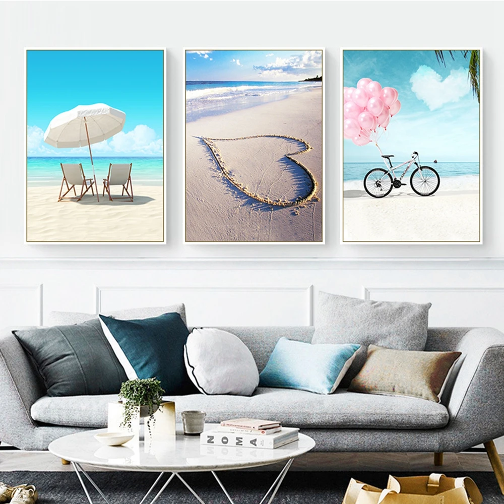 

Creative Romantic Seaside Canvas Paintings On The Wall Paintings For Living Room Wall Wall Picture Modern Decor