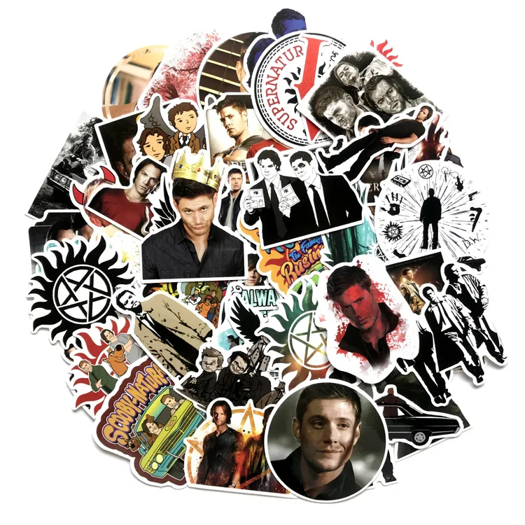 51Pcs/Lot SUPERNATURAL TV Movie Handsome Waterproof Sticker For Fans Luggage Skateboard Phone On Laptop Moto Bicycle Wall Guitar