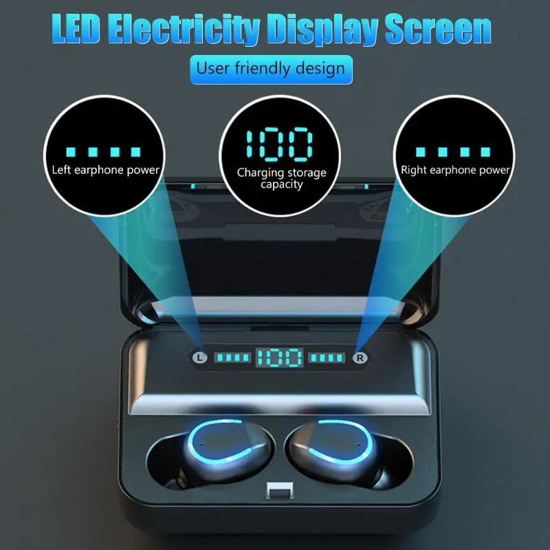 F9 5 TWS Беспроводная Bluetooth V5.0 мини гарнитура HD с голосом Графеновый бас Вибрирующая