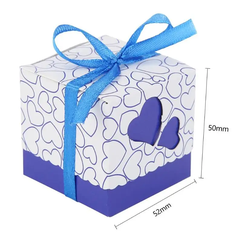 Practical 10pcs Double Hollow Love Heart Wedding Valentine Candy Boxes Unique Design Beautiful Design with Ribbon Gift Romantic