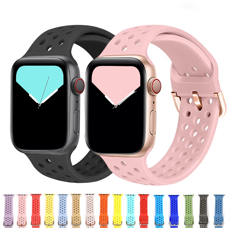 Ремешок силиконовый для Apple Watch band 38 мм 42 спортивный браслет iwatch 44 40 аксессуары watch