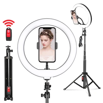

10inch Dimmable LED Selfie Ring Light with Tripod and Bluetooth for Camera Makeup Video Live Photographic Lighting Ring Lamp
