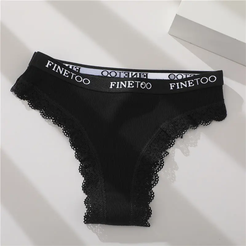Lace Cotton Brazilian Panties Set - Womens Sexy G-String Thongs Plus Size M-2XL 3PCS