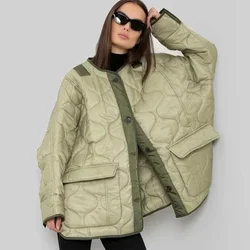Bolso Com Zíper Grande Roupas de Algodão Jaqueta de Inverno das mulheres No Início do Outono Solto e Fino Em Torno Do Pescoço Casaco de Manga Longa куртка женская