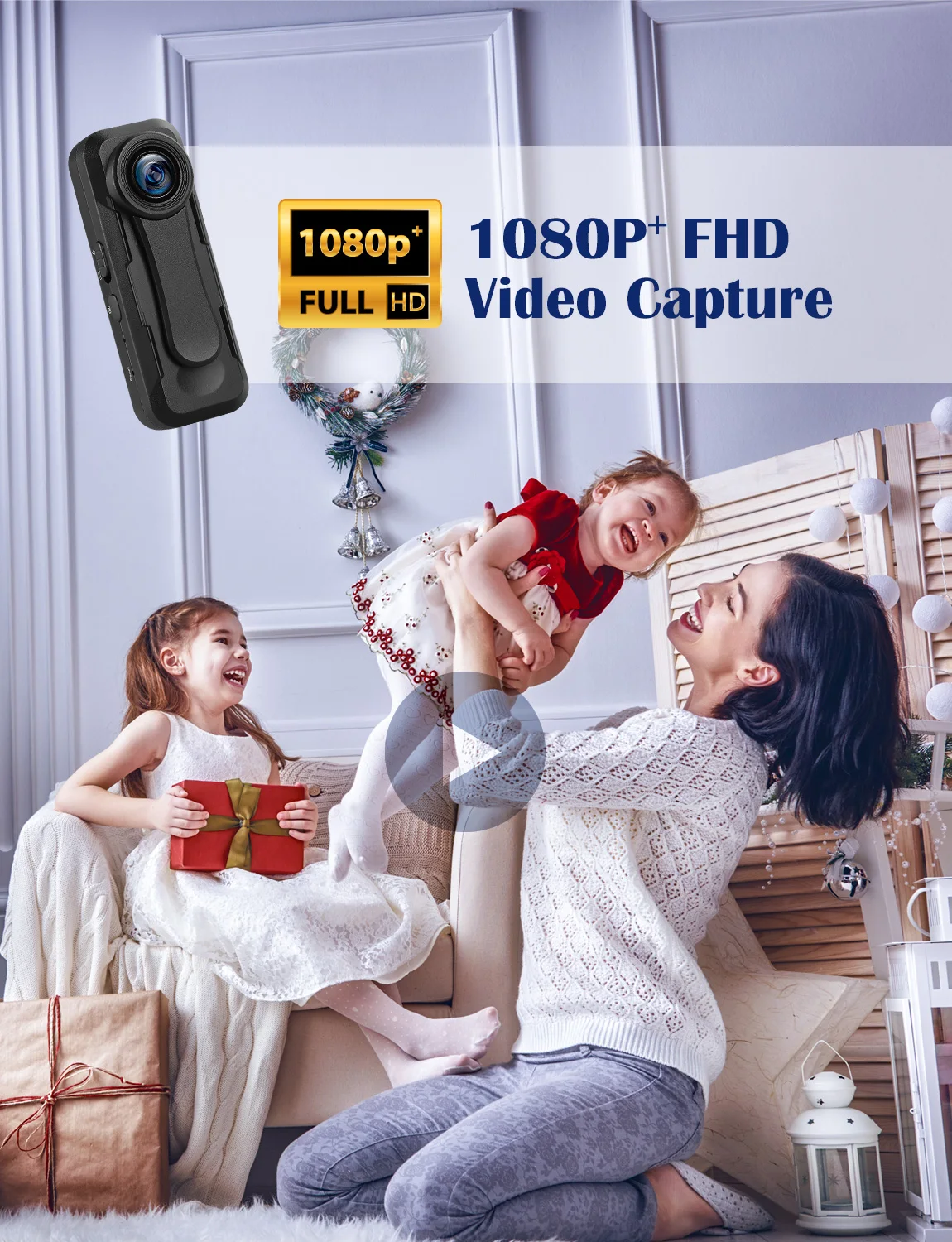 caméra portée par le corps de la micro caméra de enregistreur vocal boucle hd go