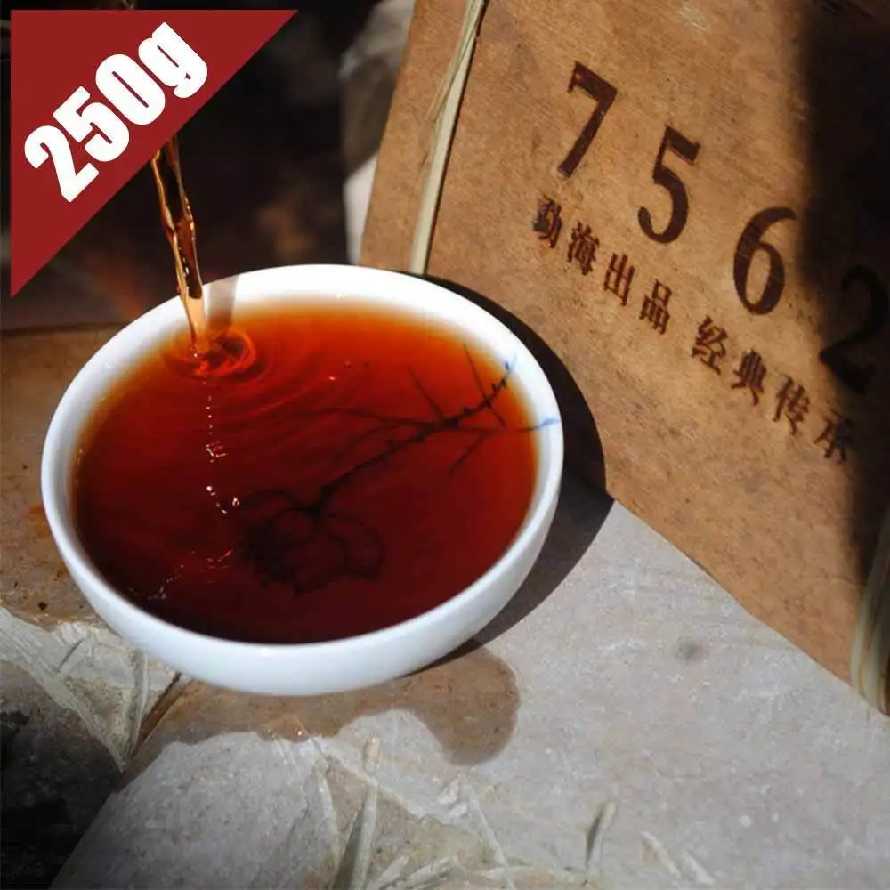 Старый чай пуэр Пуэр китайский 2008 года Юньнань спелый чай пуэр 7562 кирпичный чай 250 г в возрасте пуэр Лучший органический чай